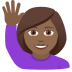 🙋🏾‍♀️ woman raising hand: medium-dark skin tone display on JoyPixels